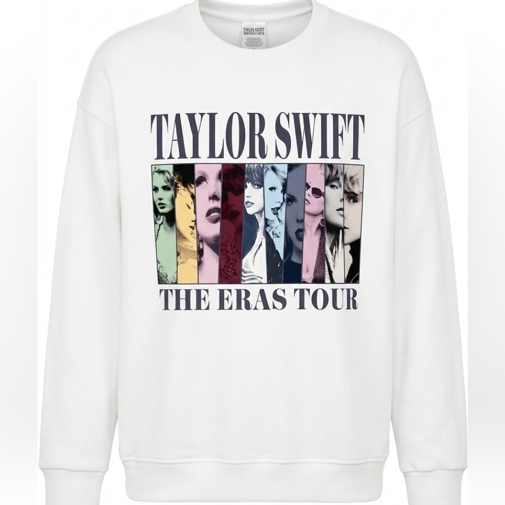 Taylor Swift The Eras Tour White Sweatshirt Y2K Swiftie Sz Large